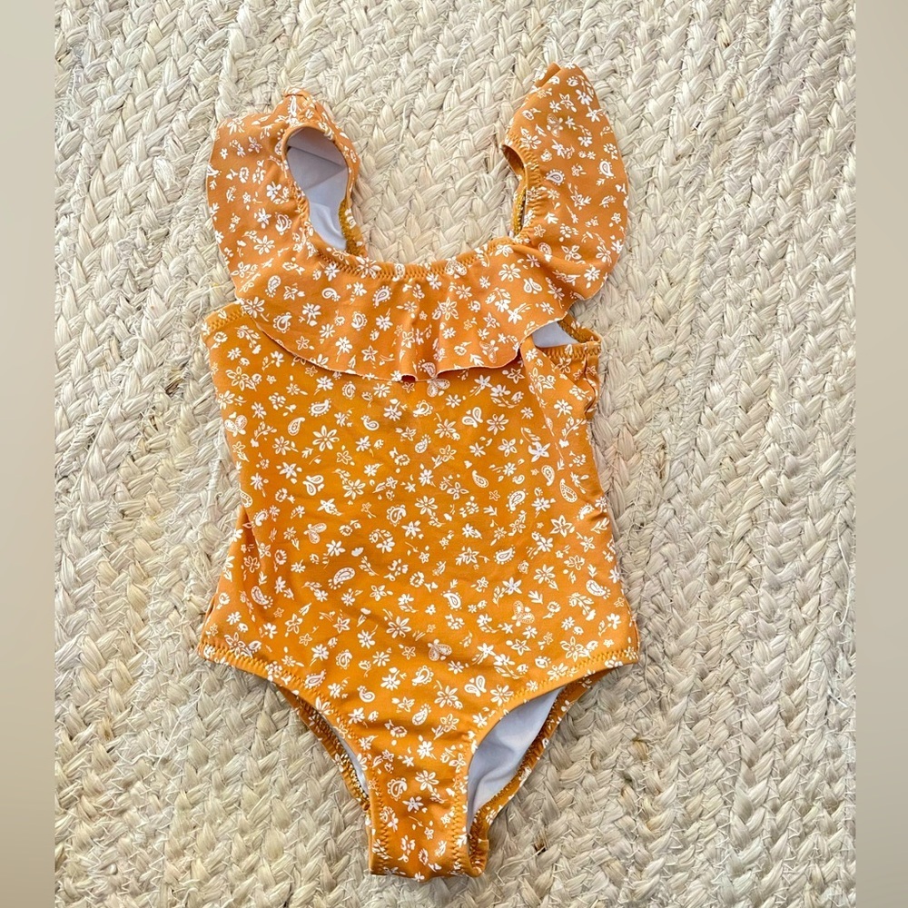 Zara Kids Orange Floral Swimsuit